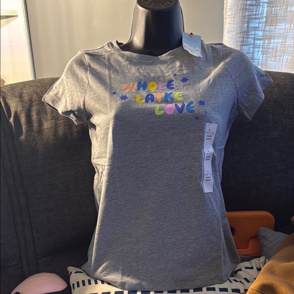 Gray T-Shirt with Colorful Text